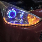 Độ đèn Hyundai I10 nâng cấp ánh sáng bi H1 và led thủy tinh có xi nhan chạy