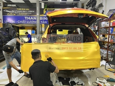 Wrap đổi màu vàng Hornet Yellow cho xe SANTAFE