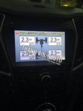 Cảm biến áp suất lốp hiển thị lên màn hình DVD xe SANTAFE 2015, 2016