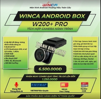 Winca Android Box W200+ Pro tích hợp Camera hành trình